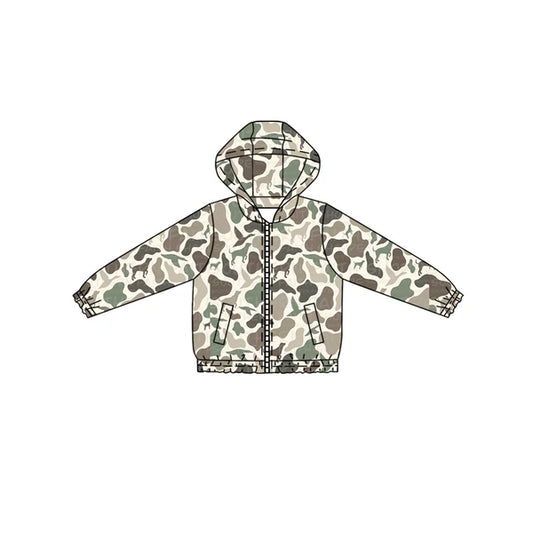 8.28 BT1343 Baby Boys Gray Ducks Dogs Camo Western Pocket Zipper Jackets Top Preorder