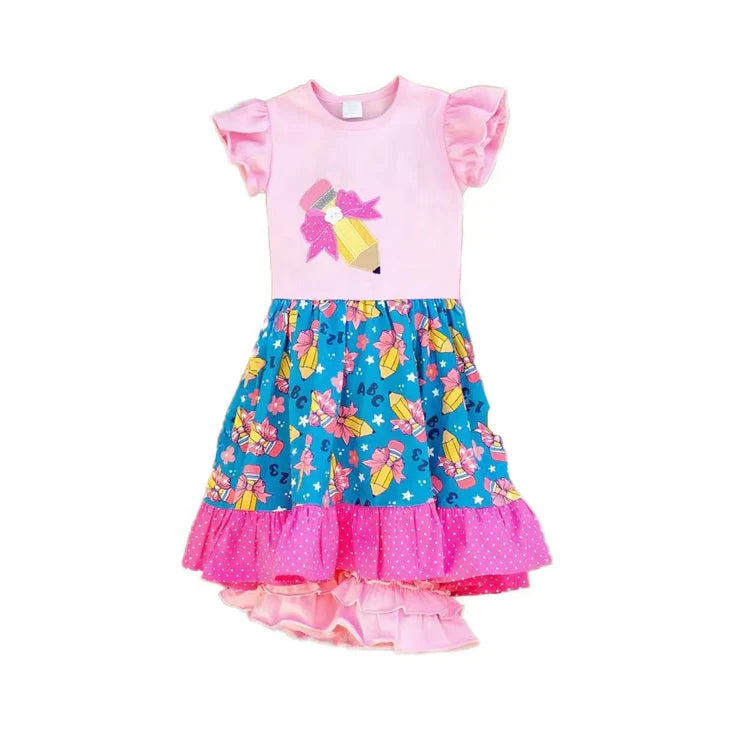 11.28 MOQ：5pcs GSSO2942 pre-order baby girl clothes pencil print toddler girl summer outfit