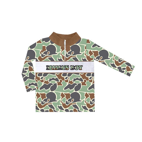 6.3 BT0969 Baby Boys Dark Green Camo Mama's Boy Zip Pullovers Tops Preorder