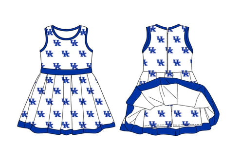 10.13 Custom Moq 8 Baby Girls Blue Sleeveless Shorts UK Team Knee Length Dress