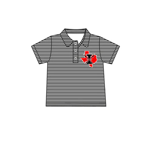 8.1  Custom Moq 5 Baby Boys Black Stripe Short Sleeves I Button Polo Shirts Top