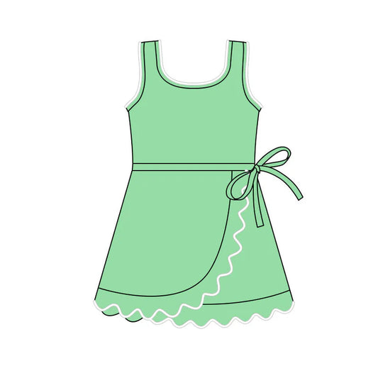 11.6 MOQ：5pcs GSD3033 pre-order toddler clothes green girl yoga summer dress
