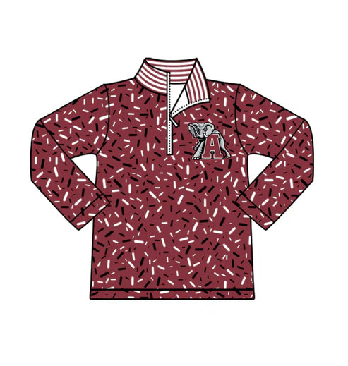 10.17 Custom Moq 8 Baby Boys Dark Red Sprinkles Zipper A Elephants Team Pullovers Top