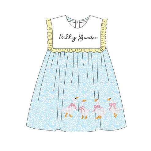 10.30 GSD2970 Baby Girls Sleeveless Silly Gooses Floral Knee length Dresses Preorder