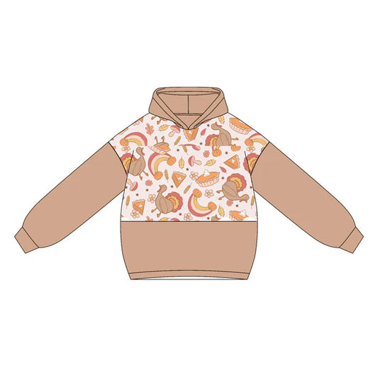 5.22 GT1031 Baby Girls Gray Long Sleeves Turkey Flowers Hoodies Top Preorder
