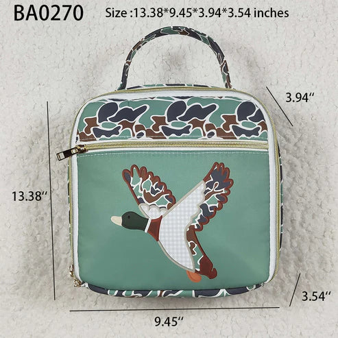 8.13 BA0270 Baby Kids Mallard Ducks Green Lunch Dinnder Picnic Box