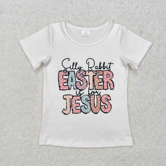 GT0898 Baby Girls Silly Rabbit Easter Jesus Short Sleeve Tee Shirts Tops