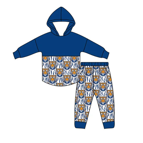10.29 Custom Moq 8 Baby Kids Blue Tigers Long Sleeve Top Team Pocket Clothes Set