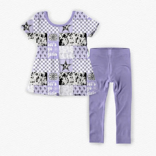 12.12 MOQ:5pcs GSPO2259 pre-order toddler girl clothes milk cow print girl spring set