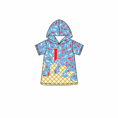 7.2 Custom Moq 3 Baby Boys Blue Short Sleeves L Drip Team Hoodies Top