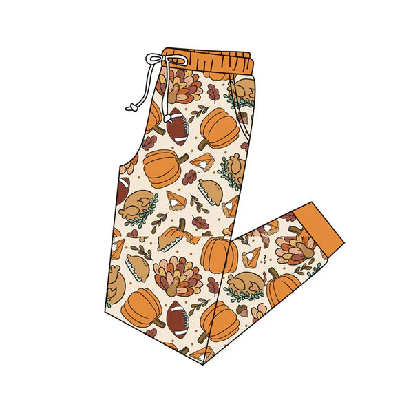 6.10  Custom Moq 3 Adult Women Thanksgiving Turkey Pumpkins Jogger Pants