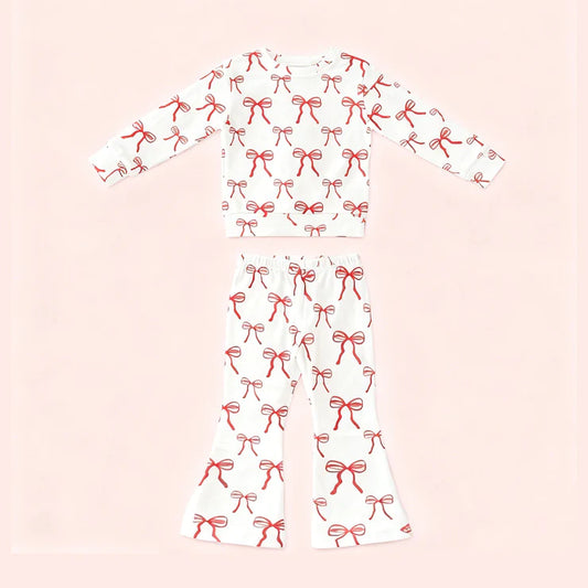 12.5 MOQ:5pcs GLP3223 pre-order toddler girl clothes bows print girl winter set