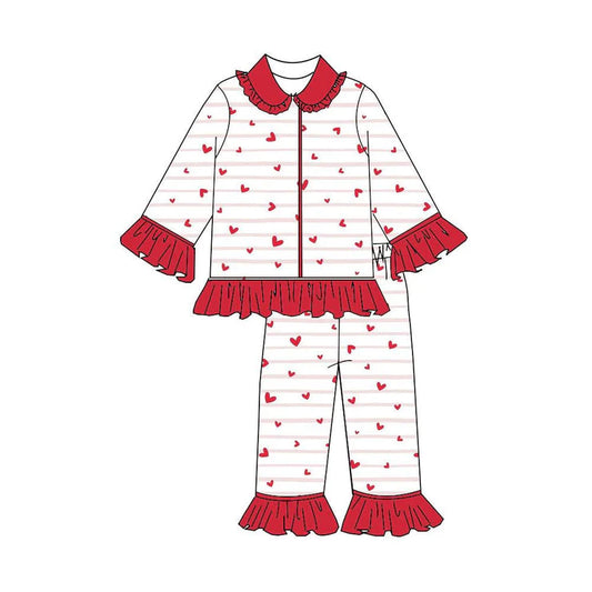 11.14 MOQ:5pcs GLP3153 pre-order toddler girl clothes heart print girl Valentine winter set