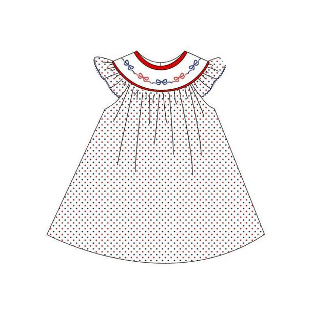 12.4 MOQ:5pcs GSD3282 pre-order toddler girl clothes bows girl 4th of July summer dress
