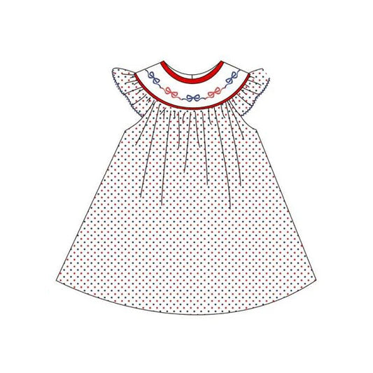 12.4 MOQ:5pcs GSD3282 pre-order toddler girl clothes bows girl 4th of July summer dress