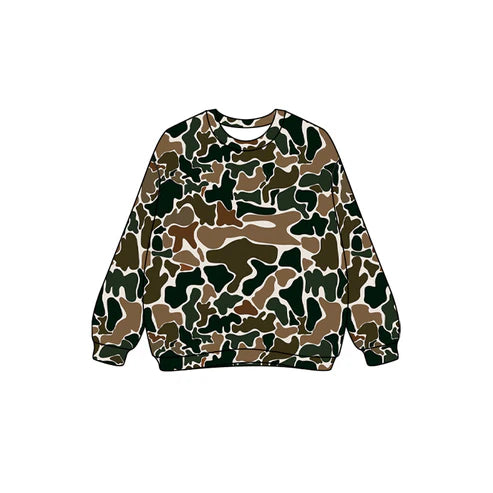 7.25 GT1122 Adult Women Dark Green Camo Long Sleeves Western Tee Shirts Top Preorder