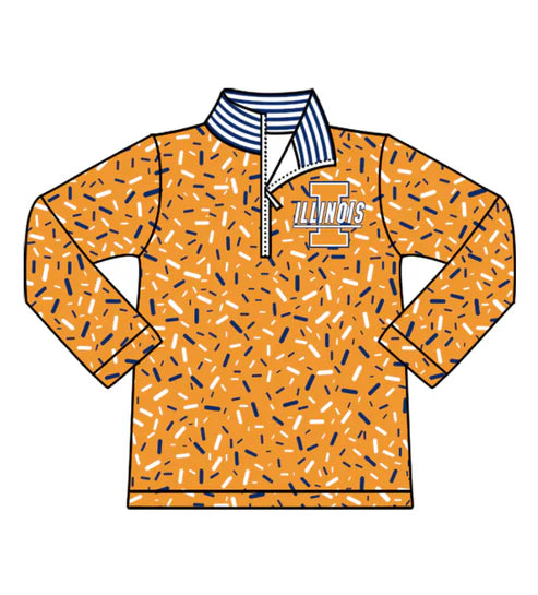 10.17 Custom Moq 8 Baby Boys Yellow Sprinkles Zipper ILLINOIS Team Pullovers Top