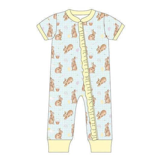 11.25 MOQ:5pcs SR3613 pre-order baby girl clothes rabbit girl easter summer romper