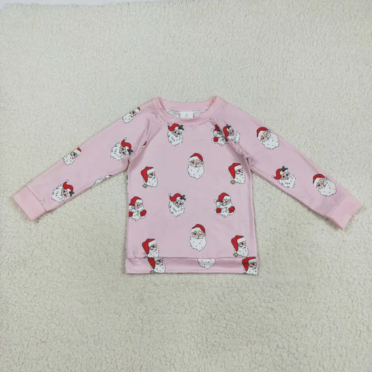 8.18 Baby Girls Pink Long Sleeves Santa Snowflake Shirts Top