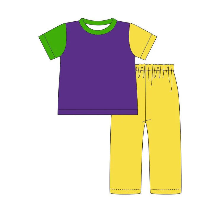 11.15 MOQ：5pcs BSPO0639 pre-order toddler boy clothes mardi gras boy spring outfit