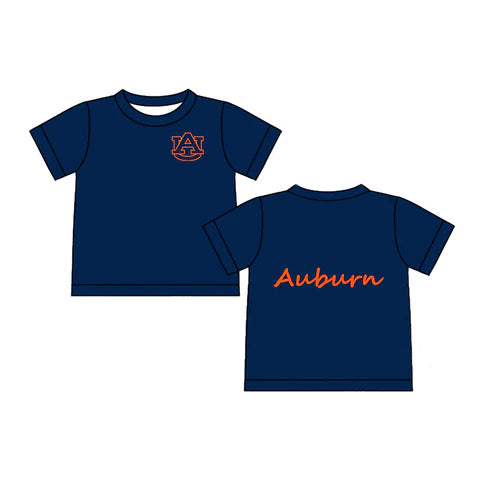 6.25 Custom Moq 3 Baby Boys Navy Short Sleeves UA Auburn Team Tee Shirts Top