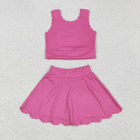 6.9  Sibling Baby Girls Yoga Vest Skirt Active Wear Clothes Sets