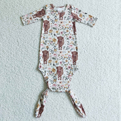 NB0013 Newborn Baby Highland Floral Cow Sleeper Gown