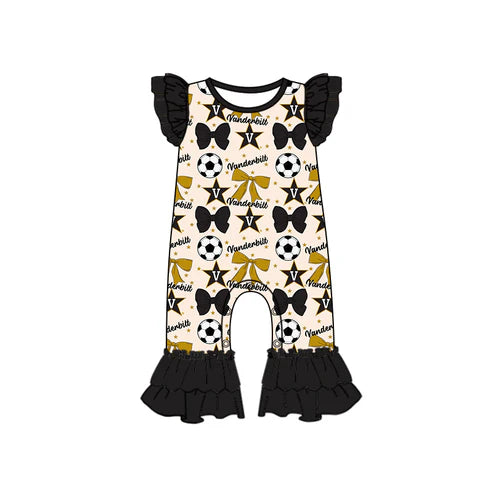 6.25 Custom Moq 3 each item Sibling Baby Girls Vanderbilt Team Romper Dress Clothes Sets