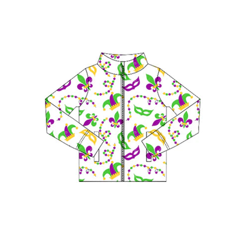 10.27 GT1350 Baby Girls Anchors Lights Mardigras Yoga Zipper Jackets Top Preorder