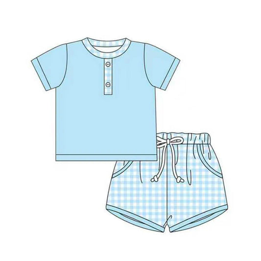 11.28 MOQ:5pcs BSSO1730 pre-order baby boy clothes blue toddler boy summer outfit
