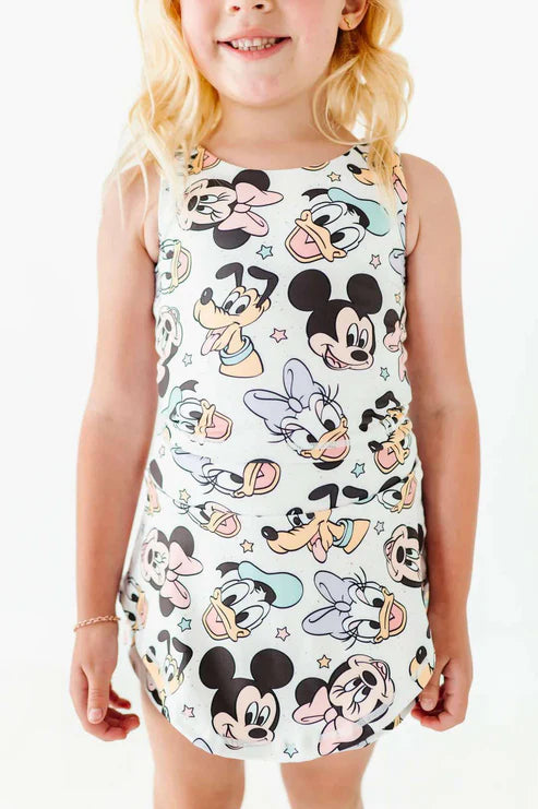 4.10 GSD2353 Baby Girls Sleeveless Cartoon Mouse Ducks Top Skort Yoga Set Preorder