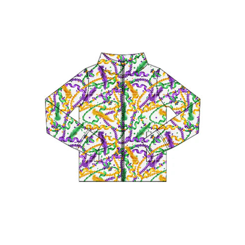 10.27  GT1358 Baby Girls Mardigras Lights Fur Yoga Zipper Jackets Top Preorder