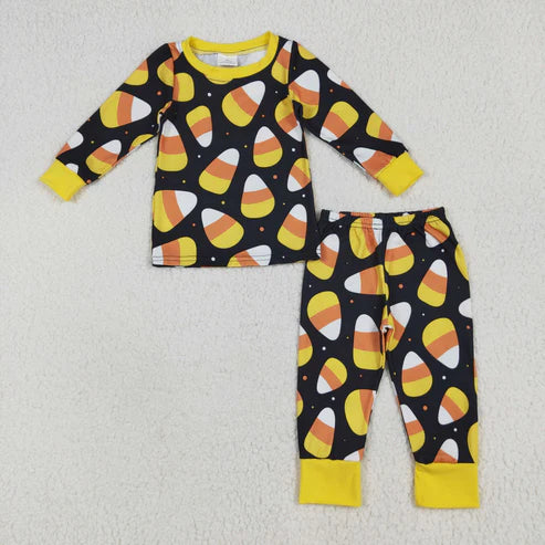 6.23 BLP1066 Baby Boys Black Long Sleeves Candy Plaid Top Pant Pajamas Set