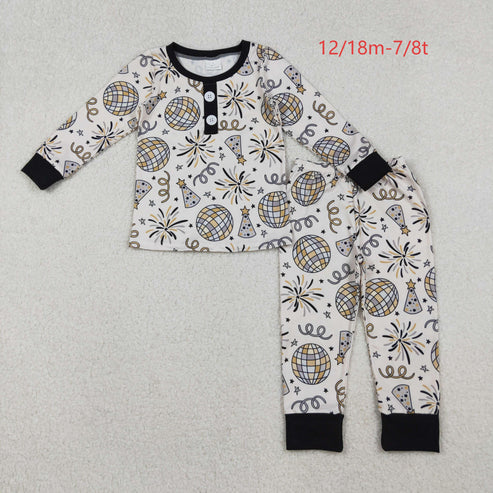 10.17 BLP1166 Baby Boys Happy New Year Button Top Pant Pajamas Set