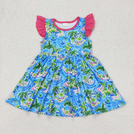 3.21 GSD1928 RTS TODDLER CLOTHES COCONUT TREE GIRL SUMMER DRESS