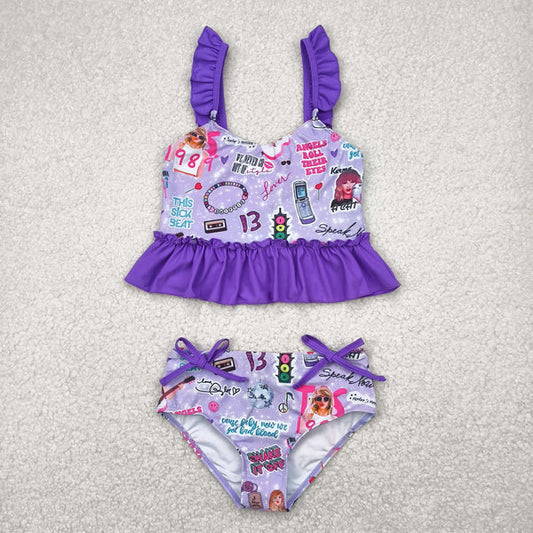 7.25 rts no moq S0389 Taylor Swift purple lace swimsuit set