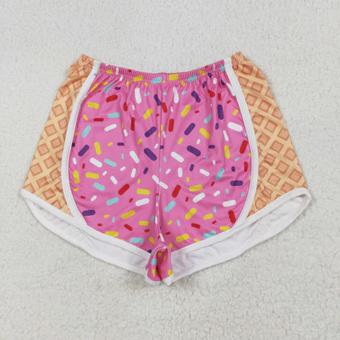 5.17 SS0574 Adult Women Pink Ice-cream Drip Yoga Shorts Bottoms