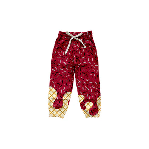 8.6 P0816 Baby Girls Dark Red Drip Team Pockets Yoga Pant Preorder