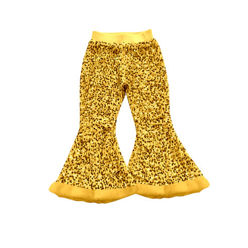 7.26 P0796 Baby Girls Yellow Sequin Bell Bottom Pants Preorder