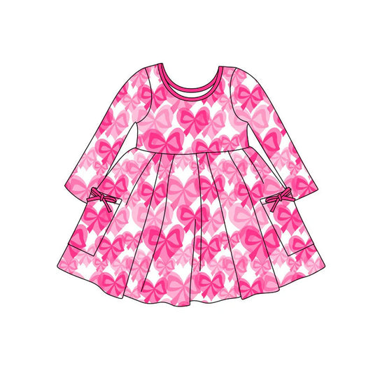 11.11 MOQ:5pcs GLD1492 pre-order toddler girl clothes bows print girl Valentine dress