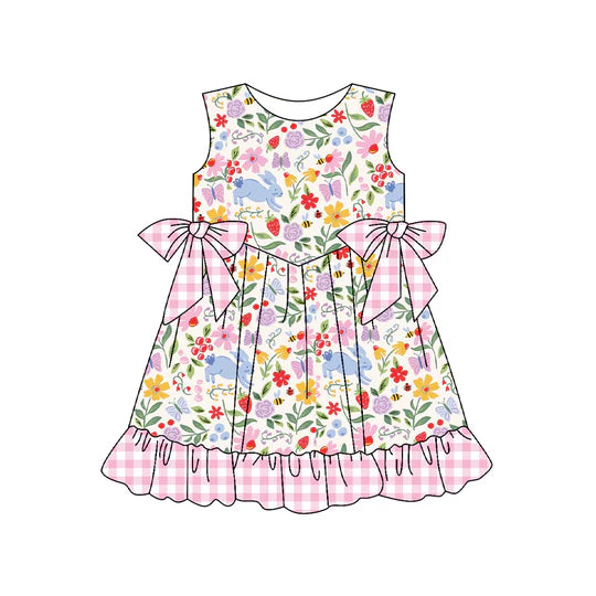 12.11 MOQ:5pcs GSD3406 pre-order toddler girl clothes rabbit print girl easter summer dress