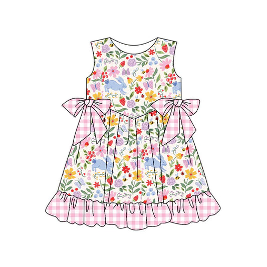 12.11 MOQ:5pcs GSD3406 pre-order toddler girl clothes rabbit print girl easter summer dress