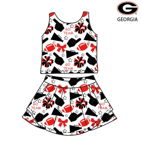 6.26 Custom Moq 3 Baby Girls Georgia Team Sleeveless Top Skorts Sets
