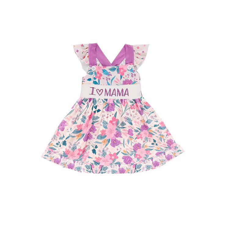 11.18 MOQ：5pcs GSD3116 pre-order toddler clothes I love mama girl summer dress