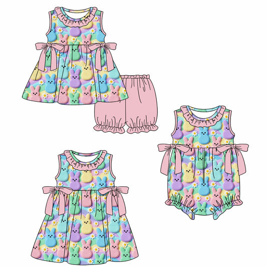 26.1.19 Custom (Moq 3 or 5) Sibling Baby Girl Bunny Short Sleeve Shorts Sets Girls Dress Romper