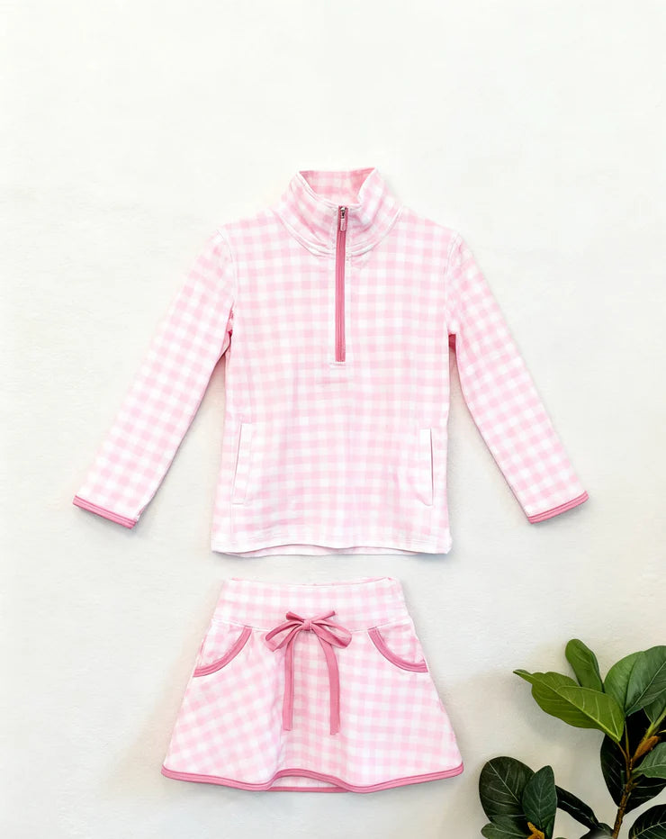 11.20 MOQ：5pcs GLD1514 pre-order baby girl clothes pink gingham toddler girl yoga skirt outfit-