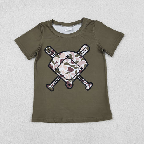 12.8 BT1424 Baby Boys Short Sleeve Dogs Ducks Deer Camo Baseballs Team T-shirts Top