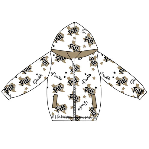 10.11   Custom Moq 8 Baby Boys Brown Pirates Team Zipper Hoodies Tops