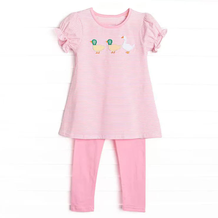 11.19 MOQ：5pcs GSPO2202 pre-order toddler girl clothes mallard girl spring set