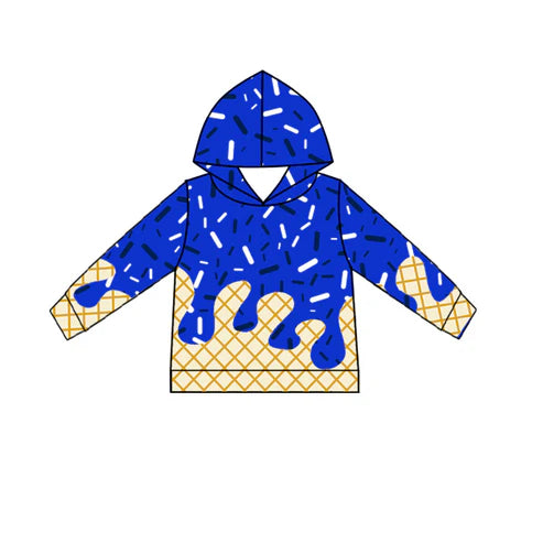 6.28No moq BT1275 pre-order toddler boy clothes team blue hooded long Sleeve Top